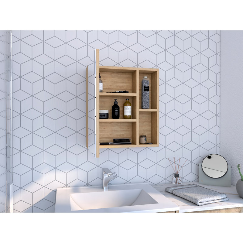 Pharmacie Labelle avec miroir et tablettes internes, Beige