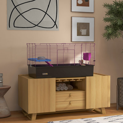 Guinea Pig Cage for Chinchillas Rabbit with Dish 99x52x53cm Black