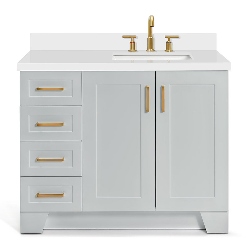 43 IN.  Single Bathroom Vanity, Gray, Rectangular, Right 