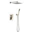 Système de douche pour salle de bain avec douche à effet de pluie de 10 po et robinet à main au fini bronze huilé, avec fixation murale et finition mobile-127368464