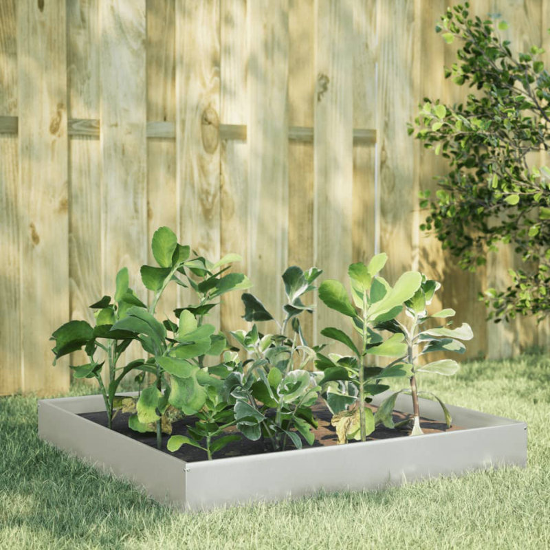 Caylub Metal Raised Garden Bed, 26cm H x 100cm W x 100cm D, Matt brushed nickel