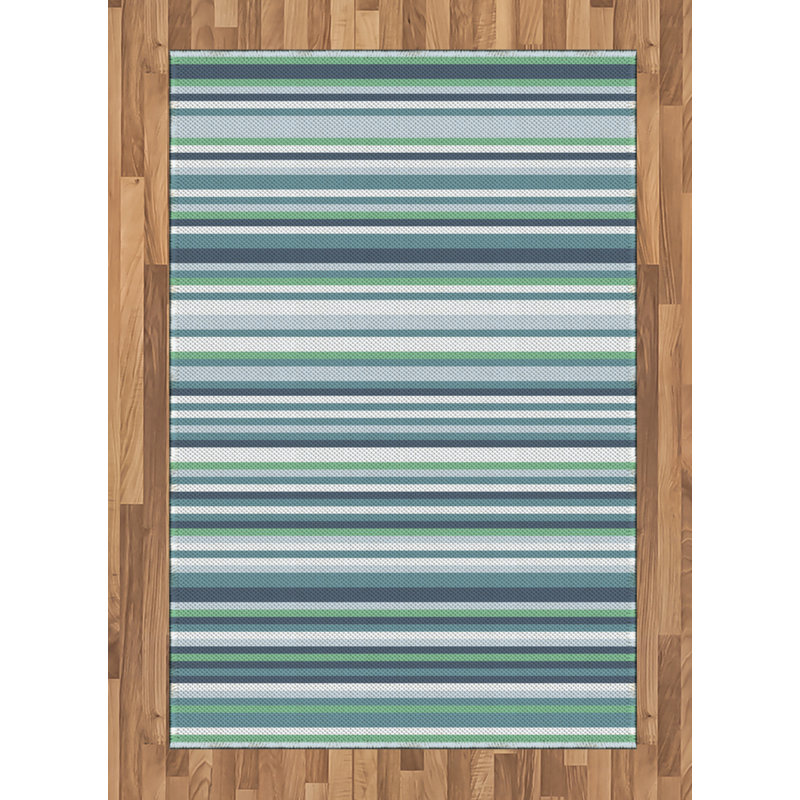 Striped High Density Long Fiber Poly Threads Decorative Area Rug Carpet, Rectangle 4' x 5'8"