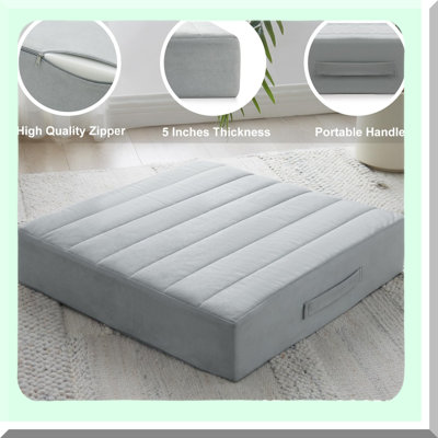 Premium Comfort Floor Cushion Large Meditation Pillow for Adults Thick Foam Seat with Soft Tufted Cover Ideal for Yoga Outdoor Sitting Light Gra Premium Comfort Floor Cushion Large Meditation Pillow for Adults Thick Foam Seat with Soft Tufted Cover Ideal for Yoga Outdoor Sitting Light Gra