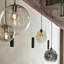 Resheda 1 - Light Sphere Globe Pendant with Metal Accents-Modern Glass Pendant Light – Crystal Ball Chandelier with Creative Design, Height Adjustable Hanging Lamp for Living Room, Black Indoor Luminaire