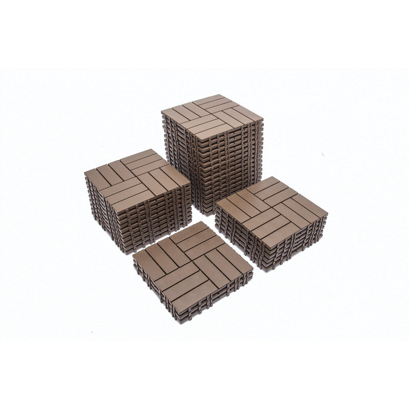 Paquet de 68 tuiles de terrasse à emboîtement en plastique de 11,42 po x 11,42 po - 61,60 pi.