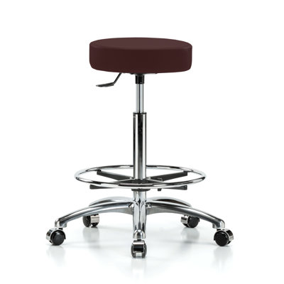 PERCH Chrome Medical Stool with Foot Ring | High Bench Height 24-34"