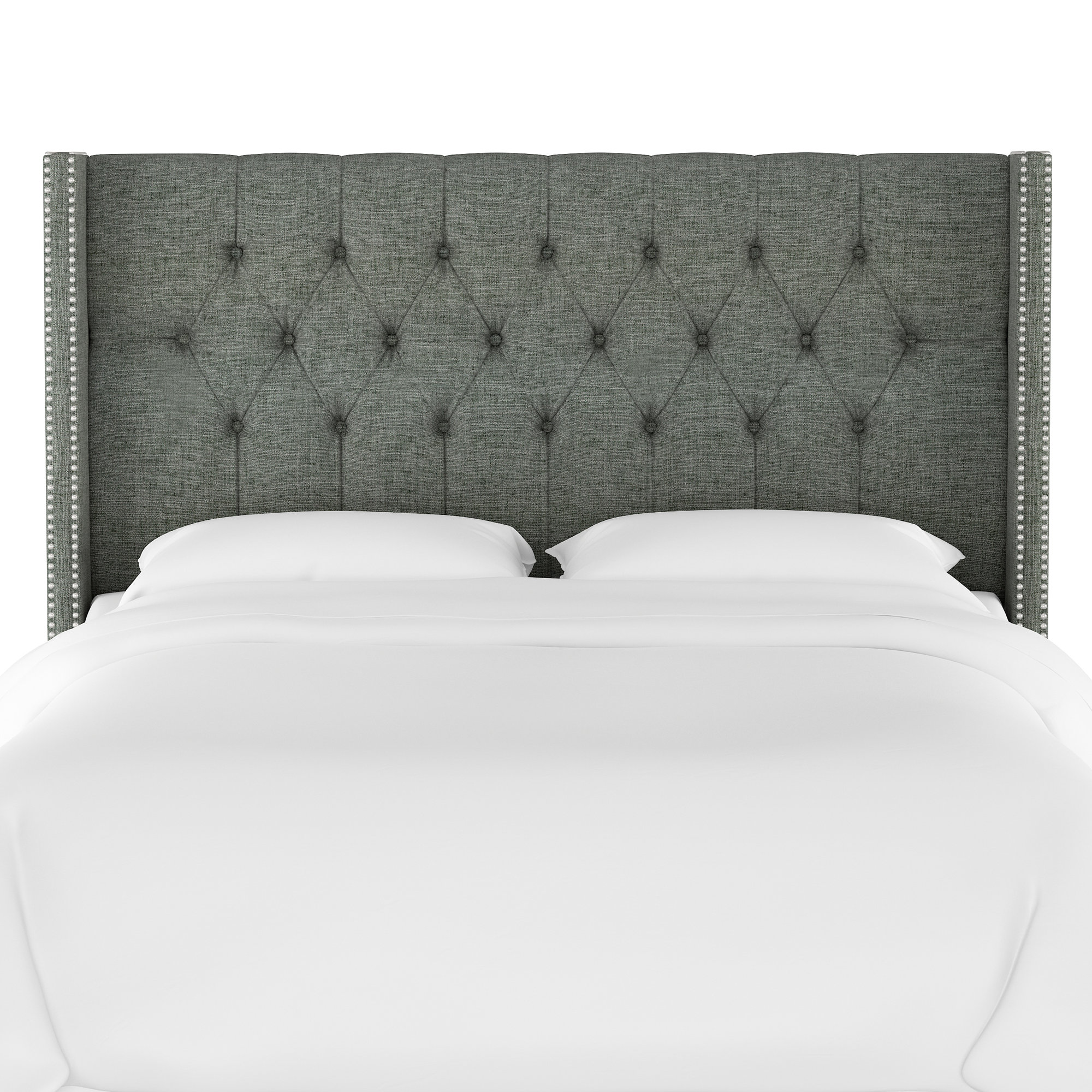 Knighten Upholstered Headboard, Twin, Zuma Charcoal Textured Linen
