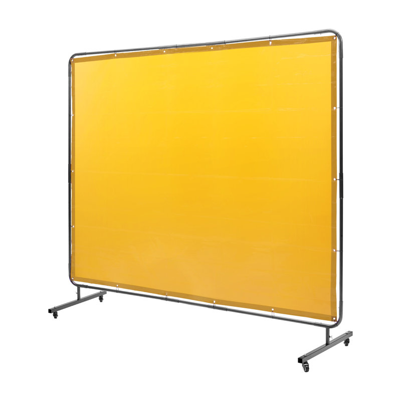Écran de soudure 6 pi x 8 pi avec cadre sur roulettes - Rideau de soudure en vinyle ignifuge pour la sécurité dans les ateliers industriels et la protection contre les rayons UV