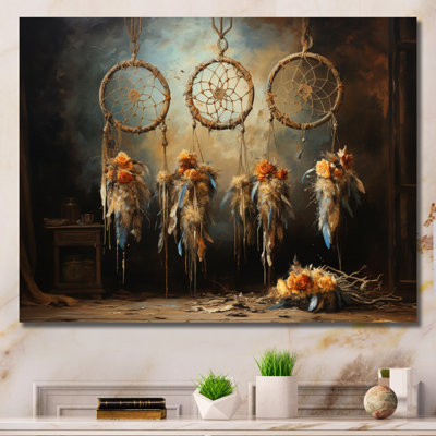 Beige Dream Catcher Rustic Charm I - Dreamcatcher Wall Art For Living Room