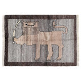 Fine Hand knotted Persian Lion design Shiraz rug 3'7'' X 5'