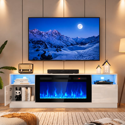 Janyriah TV Stand for TVs up to 80" with 36" Fireplace Included, Modern Entertainment Center