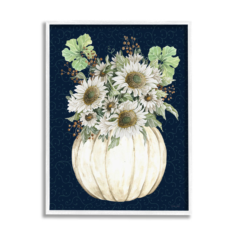 Bouquet de citrouille d'automne, giclée par Cindy Jacobs, H 30 po x l 24 po x P 1,5 po, Giclée encadrée blanc bord de mer