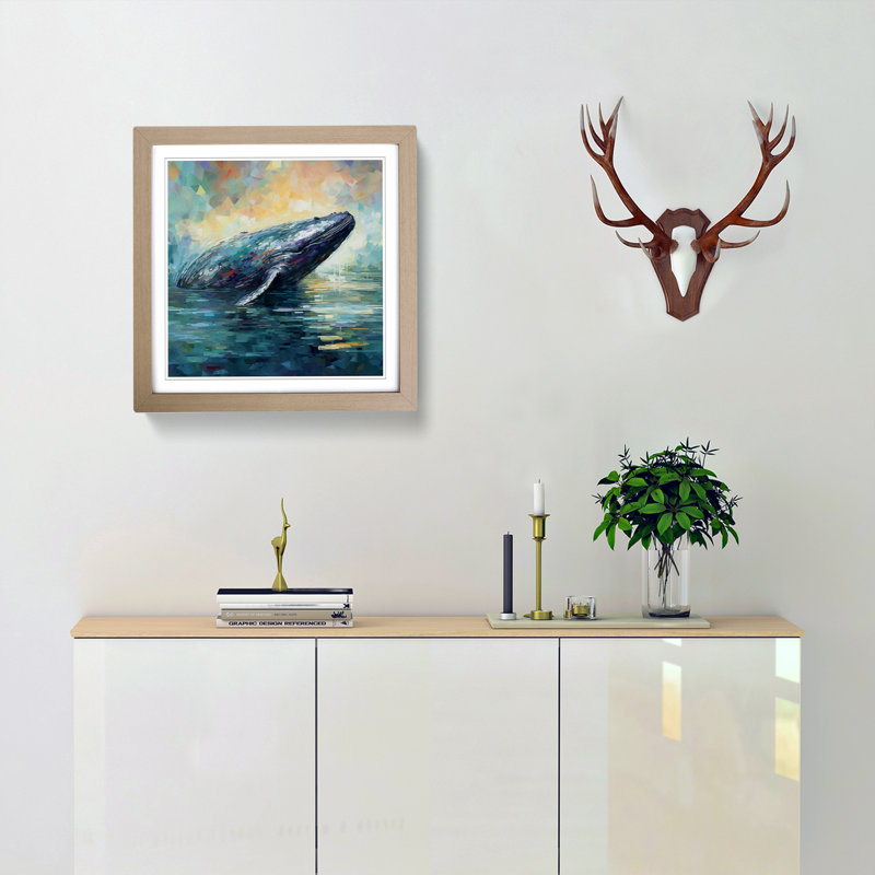 Whale Impressionism - Framed Print, Oak