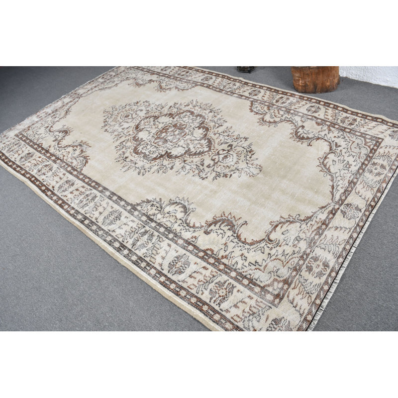 Grand tapis turc Oushak vintage beige pour un décor de salon moderne brun / beige