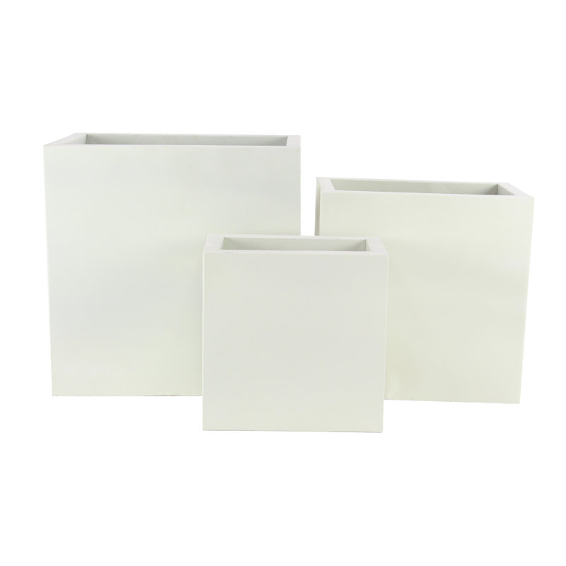 Ensemble de 3 boîtes à fleurs en étain Errico, Blanc
