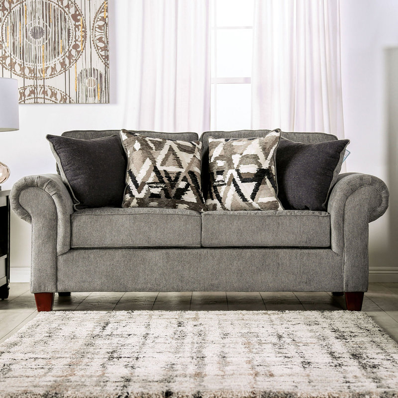 72.4" W Transitional Loveseat, Graphite