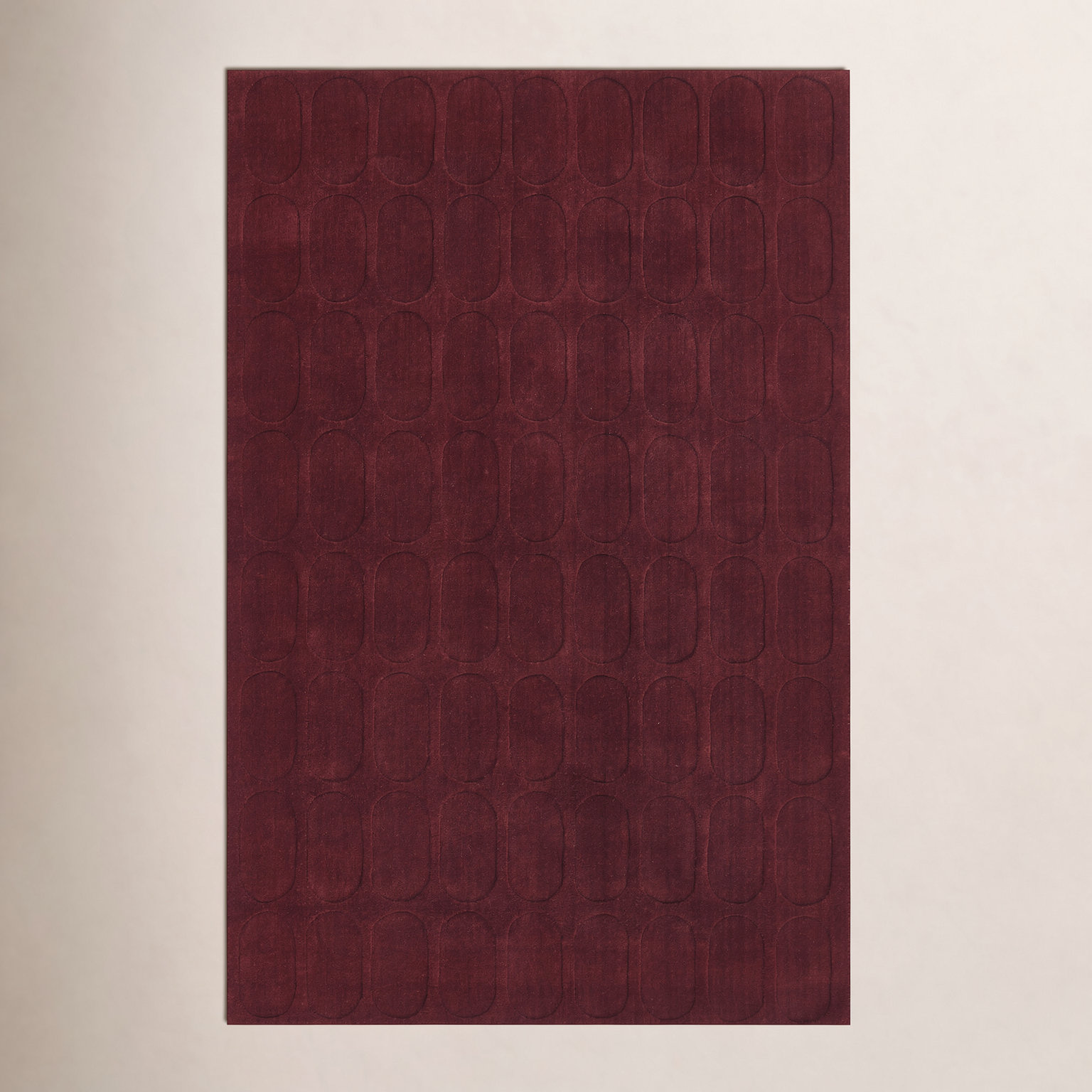 Mazzi Burgundy Hand-Loomed Geometric Wool Rug, Rectangle 5' x 8'