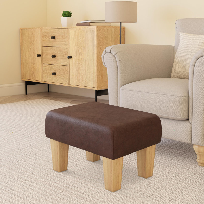 Collado Wood Contemporary Leg, Natural, Chestnut Brown, Italian Leather