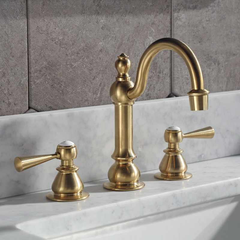 2-handle Bathroom Faucet with Drain Assembly, T-Lever, Satin Brass