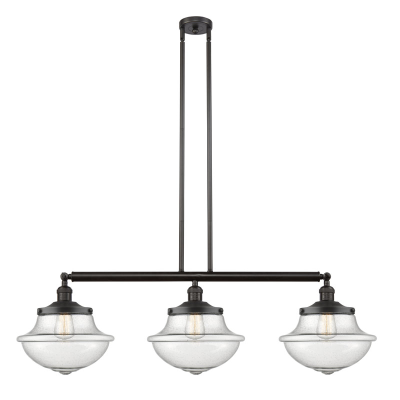 Luminaire suspendu linéaire à 3 lumières pour îlot de cuisine Theresa, Ampoule non incluse, Grainé, Or satiné