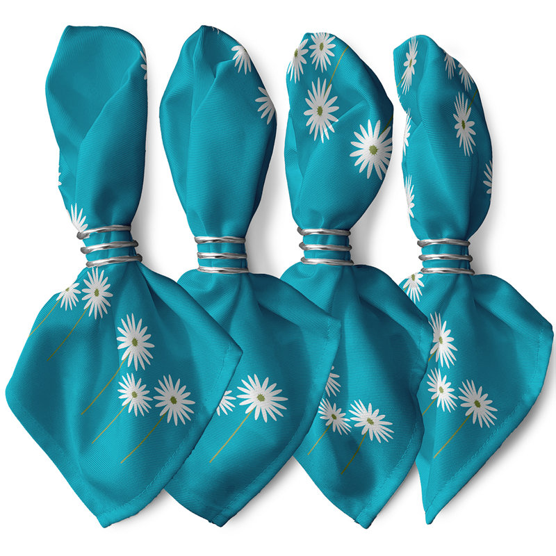 Daisy May Polyester Floral Square Napkin, Blue, 18" W x 18" L