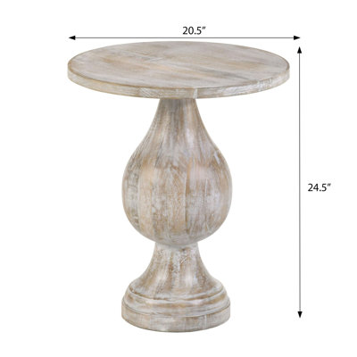 Table d'appoint piédestal blanc délavé