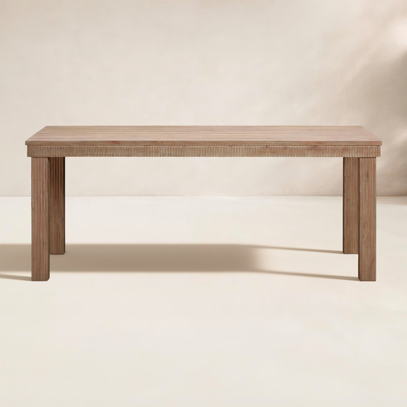 Tov Furniture Cassie Natural 75 Inch Rectangular Outdoor Dining Table, 30.3" H x 75" W x 36" D