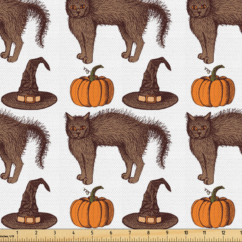 Narang Pumpkin Witch Hat Cat Fabric