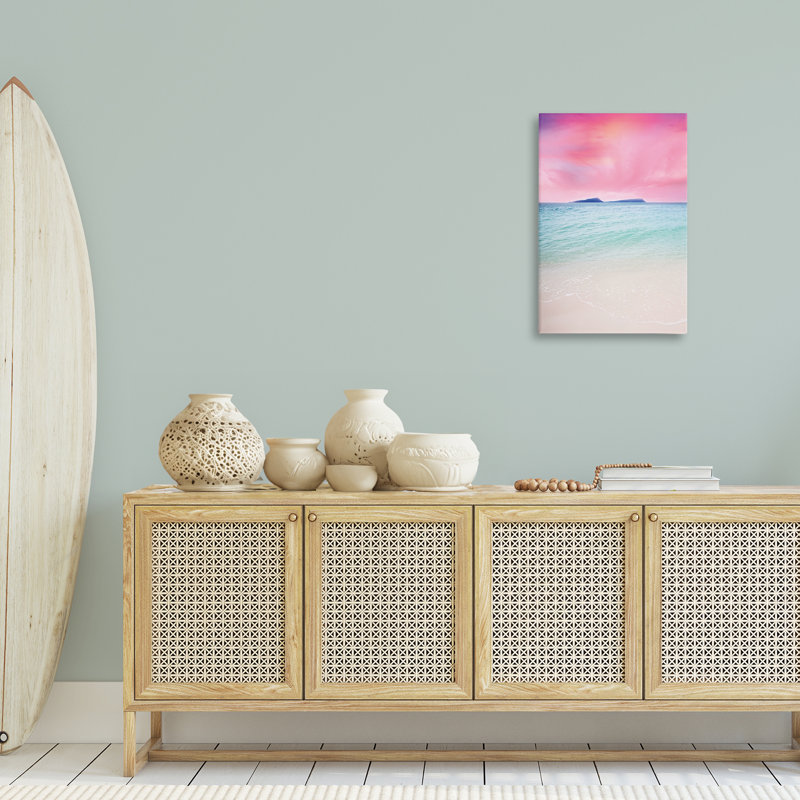 «Pink Sky Shoreline», art mural sur toile par Nataly White, H 30 po x l 20 po