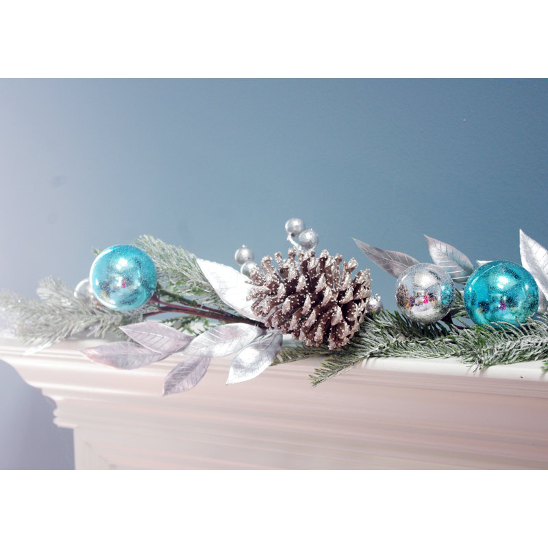 72'' in. Faux Garland, Blue/Silver