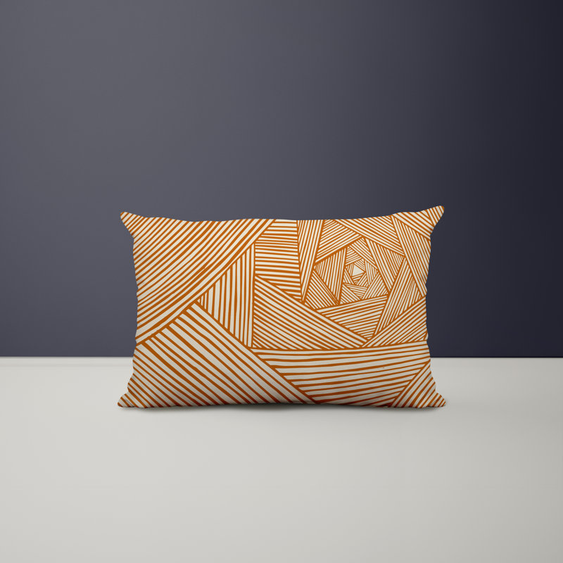 Polyester/Polyester Blend Lumbar Rectangular Indoor/Outdoor Pillow Cover & Insert, Orange