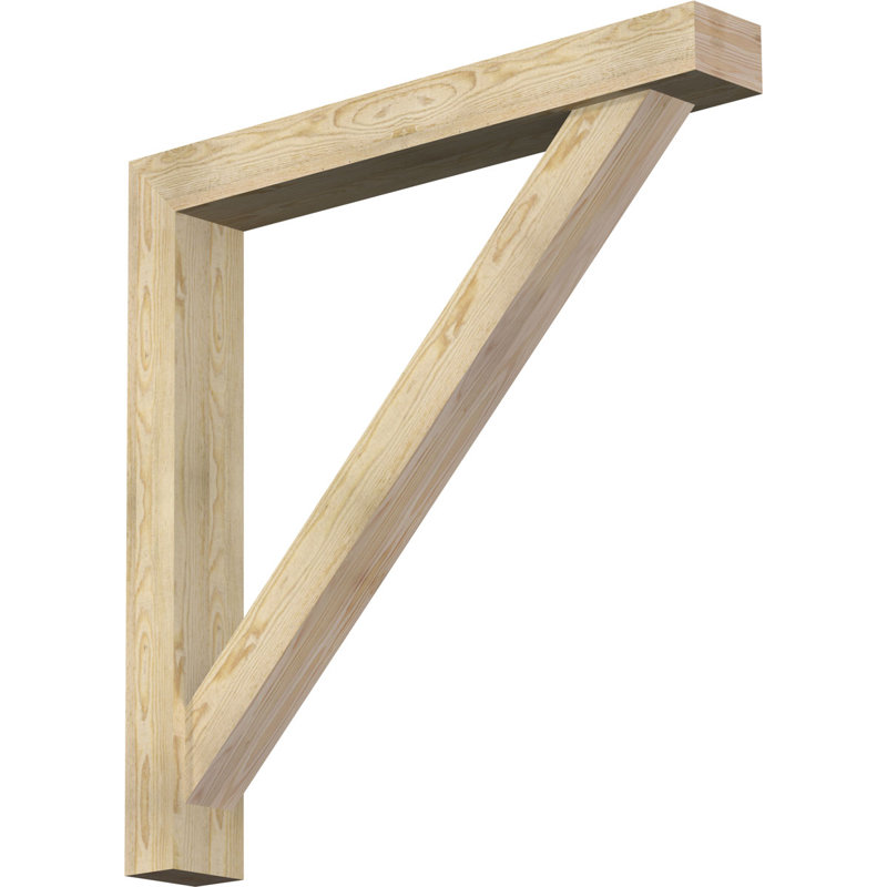 Traditional Block Bracket w/ Offset Brace, 6"W Douglas Fir (Rough Sawn), 44 x 44