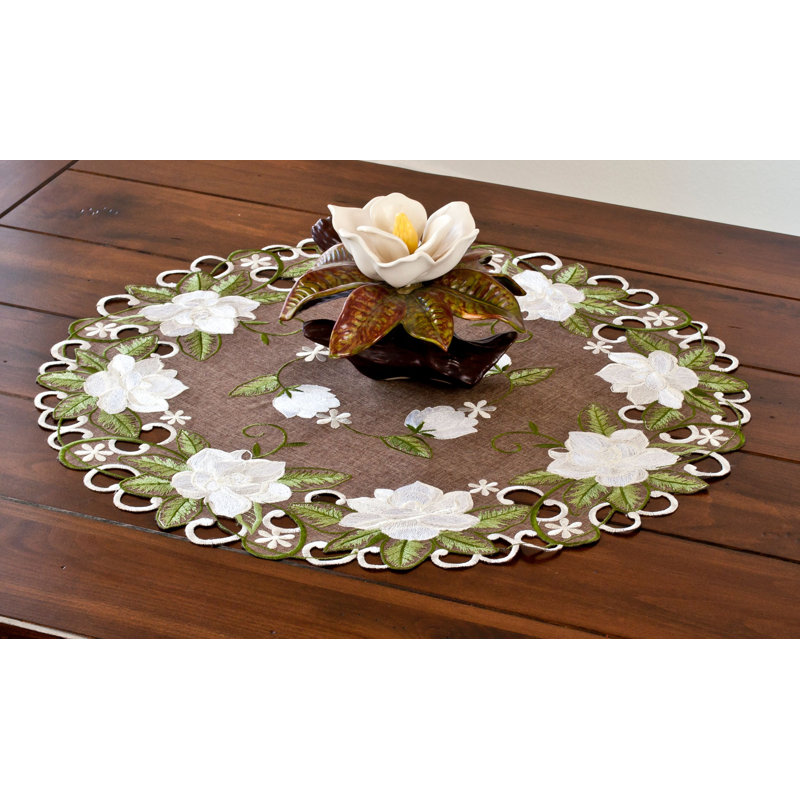 Magnolia on Brown Table Topper (23" Round)