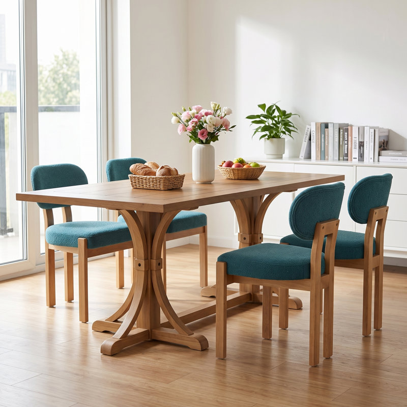 Ensemble de salle à manger 5 pièces Modern, 5 Pieces: Table, 4 Chairs, Teal