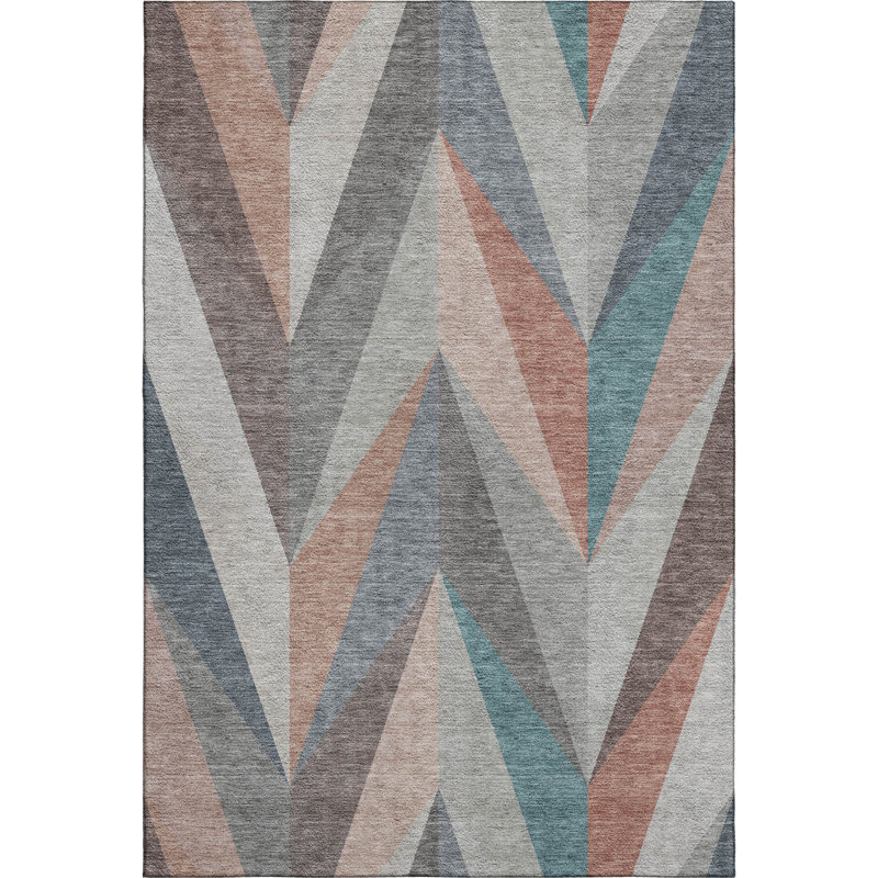 Premium Machine Washable Mayfield AMF2265 Geometric Rug, 2'6" x 3'10", Copper
