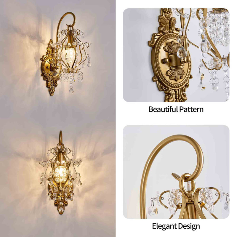 Gold Crystal Medieval European Style Wall Sconce Set