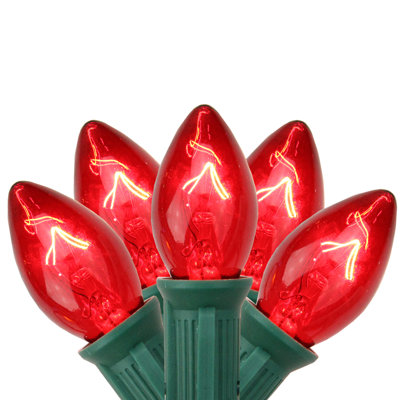 C7 Christmas Light Set 24ft Green Wire