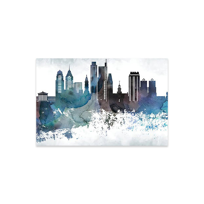 " Philadelphia Bluish Skylines ", 16" H x 24" W x 0.25" D