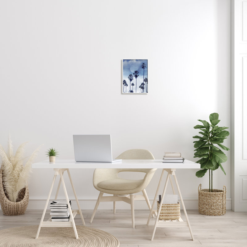 «Tall Tropical Pine Trees», impression monochromatique, Giclée encadrée blanc bord de mer, H 14 po x l 11 po
