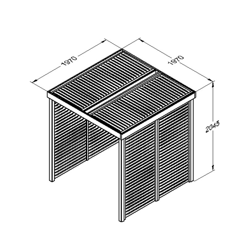 2.04m x 1.97m Solid Wood Pergola