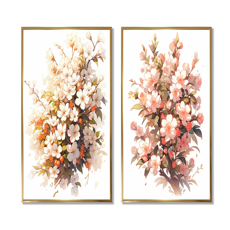 A Gardens Flower Grace - Ensemble de 2 pièces pour salon, H 28 po x l 25 po, Encadrement doré