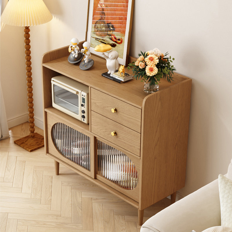 Armoire d'appoint en bois massif, H 37,4 po x l 39,37 po x P 15,75 po, Brun orangé
