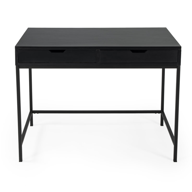 Bureau en bois massif Aerne, Noir, noir, noir, noir
