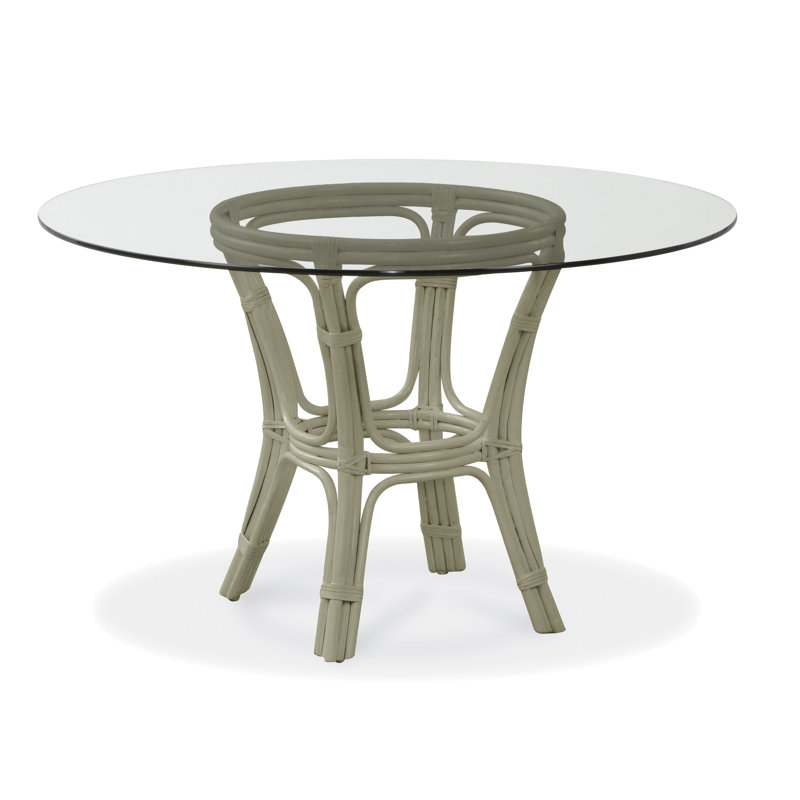 Trellis Round Glass Dining Table, 29" H x 48" L x 48" W, Greystone