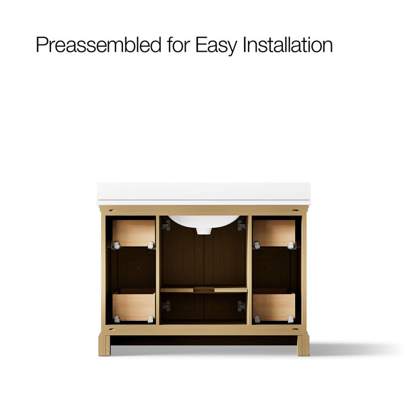 Charlemont 48 In. Bathroom Vanity Cabinet With Sink And Quartz Top, Light Oak