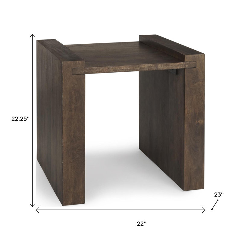 Table à plateau 22 po en bois massif espresso et brun
