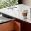 Bureau blanc / blanc + pierre rectangulaire orange + bois manufacturé avec 3 tiroirs-109244654