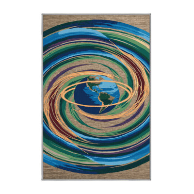 Machine Washable Space Brown Area Rug