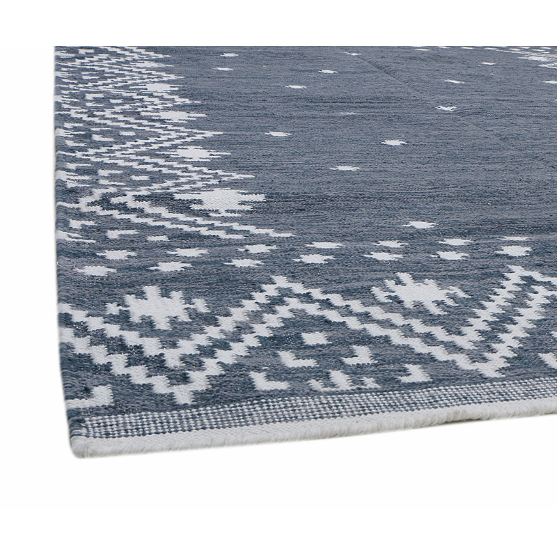 Tapis intérieur / extérieur bleu marine foncé tissé à la main, Rectangle 10 pi x 14 pi