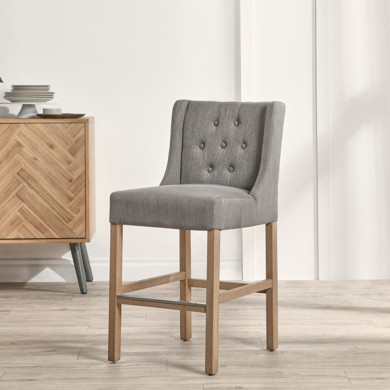 Tabouret de bar et de comptoir rembourré, Gris, Tabouret de comptoir (assise de 24 po de hauteur)
